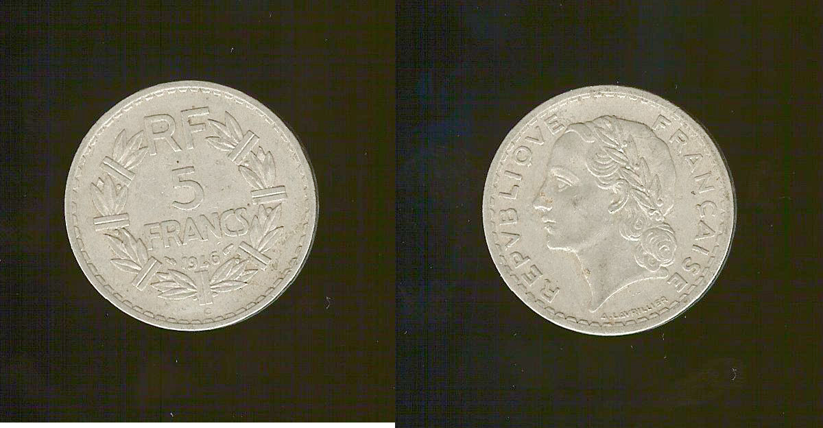 5 francs Lavrillier en aluminium 1946 Castelsarrasin TB+ à TTB